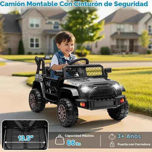 Vista 4 de Winado Coche eléctrico de 12 V para niños, paseo en camión, negro
