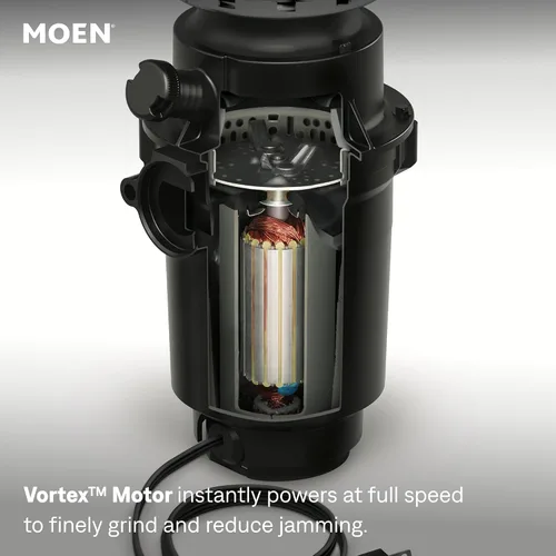 Vista 5 de Moen Prep Series PRO GXP50C - Triturador de basura compacto de alimentación continua para fregadero de cocina con cable de alimentación