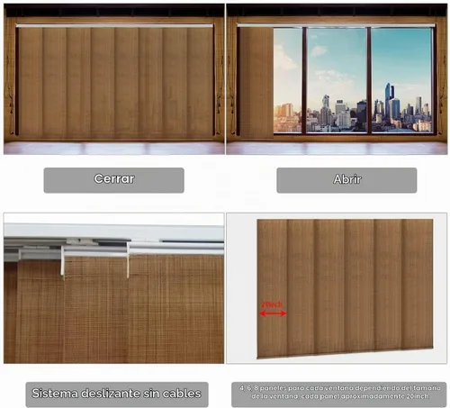 Vista 3 de LETAU - Persianas sin cordones con riel, paneles deslizantes, 100% opacas, hechas a medida, persianas verticales para puertas corredizas, ventanas