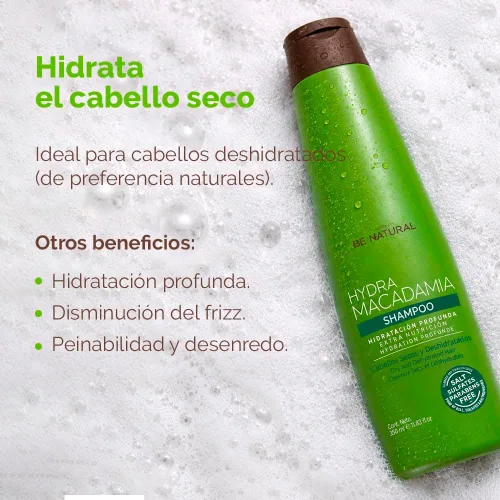 Vista 4 de PLACENTA LIFE BE NATURAL Hydra Macadamia Champú con extracto de macadamia – Champú hidratante profundo para secos y dañados (11.83 onzas)