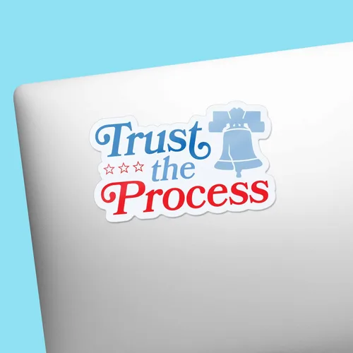 Vista 2 de Trust the Process - Adhesivo para botella de agua Hydroflask, calcomanías de baloncesto para laptop, regalos de los Sixers