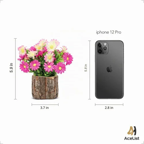 Vista 2 de AceList Juego de 2 flores artificiales, decoración rústica de granja para estante de baño, escritorio de oficina, pequeñas plantas en maceta de Rosa