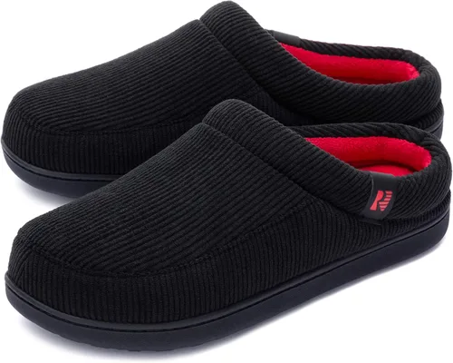 Vista 9 de RockDove Pantuflas de pana Ribco para hombre con espuma viscoelástica y suela interior y exterior