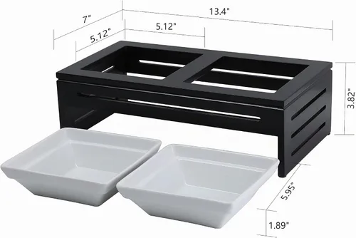 Vista 6 de Silicute Cuencos elevados de cerámica para mascotas - The Pawsh Bowl - Comedor para perros exigentes