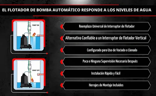 Vista 6 de Interruptor de flotador para bomba de sumidero, sensor de nivel de agua de 6 pies con microinterruptor Honeywell y longitud de sujeción ajustable