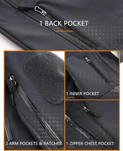 Vista 6 de TACVASEN Special Ops - Chaqueta táctica para hombre, resistente al agua, softshell y desmontable, con capucha