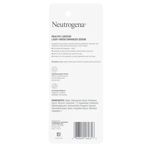 Vista 8 de Neutrogena Suero saludable para pestañas y cejas para adultos unisex formulado con biotina y péptidos; suero nutritivo y acondicionador para mejorar