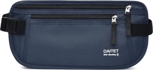 Vista 91 de DAITET Cinturón de dinero, soporte para pasaporte, cartera de viaje oculta segura con bloqueo RFID, riñonera encubierta (negro), Negro, Rfid