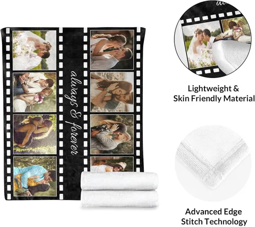 Vista 7 de Mantas personalizadas con fotos, regalos personalizados para parejas, manta con fotos personalizada, regalos para siempre y para siempre, regalo