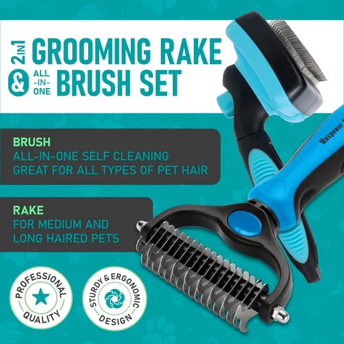 Vista 2 de Maxpower Planet Rastrillo para Perros y Cepillo de Pelo de Perro - Remueve Suavemente el Subpelo Suelto, Nudos y Enredos - Herramienta de Deslanado