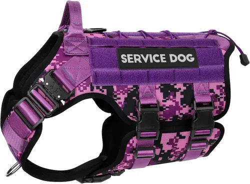 Vista 31 de PETNANNY - Chaleco táctico para perro de servicio - Arnés de apoyo emocional sin tirones con parches de gancho y bucle y sistema Molle para Negro