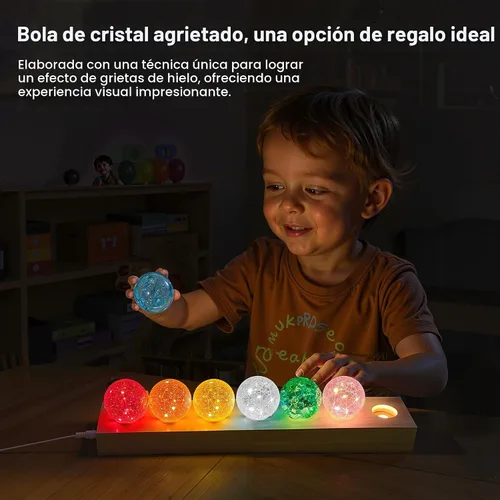 Vista 4 de L LOHAS LED 7 colores 1.575 in hielo agrietado bolas cristal chakra bolas Bola agrietada-3000K