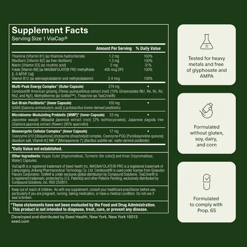 Vista 8 de Seed AM-02 Energy + Focus - Suplemento nootrópico diario para mujeres y hombres - Energía sostenida y de acción rápida durante hasta 6 horas