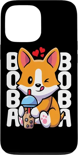 Vista 23 de Funda Kawaii con diseño de corazón de té de burbujas para iPhone 16 Kawaii Boba Dog Corgi Tea Drink