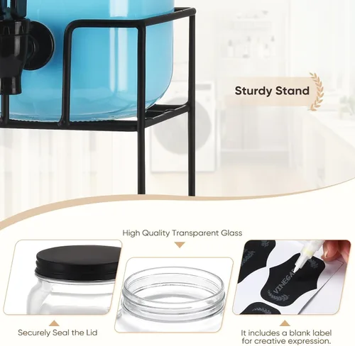 Vista 4 de Dispensador de Detergente Líquido para Ropa, Tres Botellas de Dispensador de Detergente para Ropa de Vidrio de 2.2L para Detergente Líquido