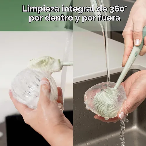 Vista 7 de Haakaa Juego de cepillos de limpieza 5 en 1 – Cepillo para biberones y limpiador de cepillo para biberones, limpieza integral multiusos de 360°