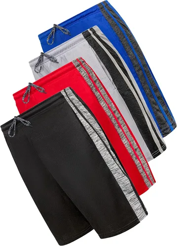 Vista 2 de Pantalones cortos deportivos para hombre con bolsillos, pantalones cortos de entrenamiento para gimnasio, rendimiento activo, paquete de 4