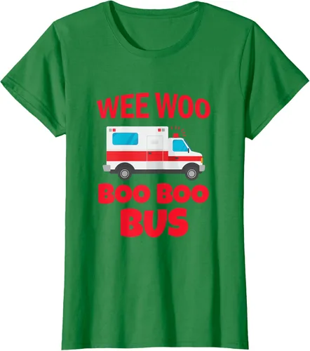 Vista 30 de Wee Woo Boo Boo Bus First Responder - Camiseta divertida de ambulancia, Negro, S