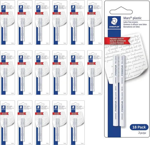 Vista 8 de STAEDTLER Mars - Recambios de goma de borrar de plástico sin látex, repuestos para soporte recargable, hogar, escuela y oficina, blanco, paquete de 2