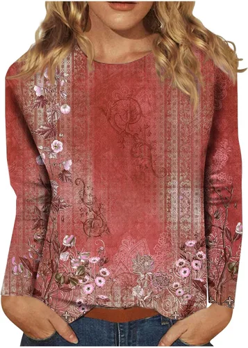 Vista 18 de Blouses for Women 2025 Three Quarter Sleeve Round Neck T Shirt Hawaiian Printing Trendy Fashion Beach Tops