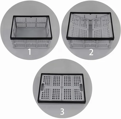 Vista 3 de Caja plegable de plástico plegable de 34 L, cajón de almacenamiento apilable, 3 paquetes