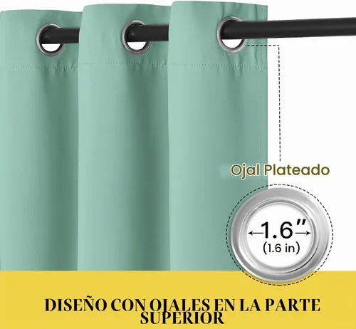 Vista 5 de NICETOWN - Cortinas cortas para oscurecimiento de habitación, de 54 pulgadas de largo para sala de estar, cortinas con ojales, reducción de sonido