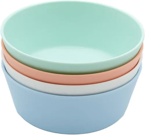 Vista 16 de WeeSprout Cuencos de bambú para niños con tapas, juego de cuatro cuencos de tamaño para niños 10 oz, para cereales, sobras y bocadillos, aptos