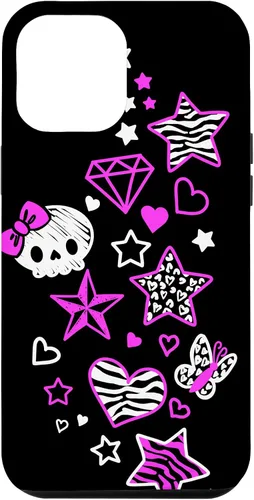 Vista 25 de Carcasa estética para iPhone 16 McBling Doodles Bimbo Trashy Y2K Animal Print Star
