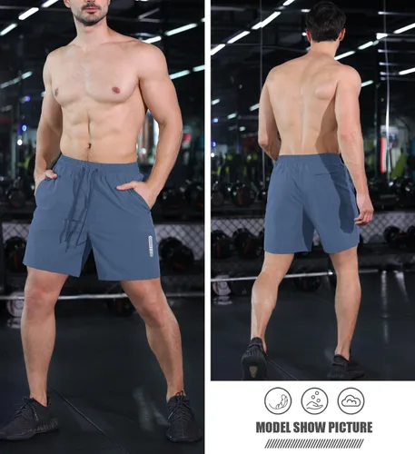 Vista 3 de Aolesy Pantalones cortos de entrenamiento para hombre de 7 pulgadas, pantalones cortos deportivos de secado rápido, ligeros, con bolsillos