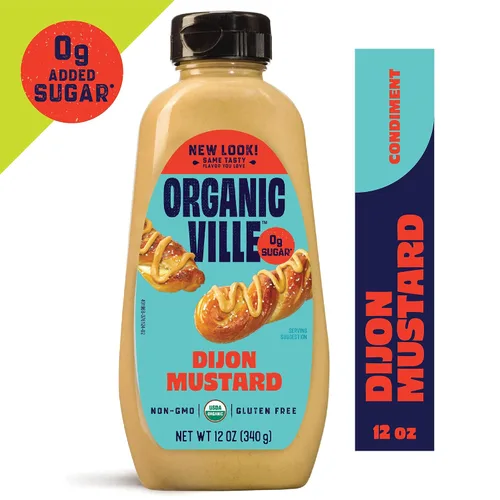 Vista 4 de Organicville Dijon Mustard - Mostaza Dijon Organic, mostaza Dijion, vegano, paleo, USDA orgánico, sin OMG, mostaza cetogénica, entera 30, mostaza