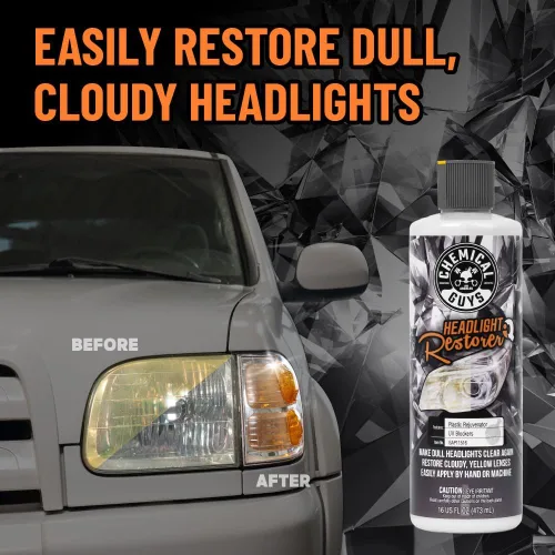 Vista 2 de Chemical Guys Kit de restauración de faros y cerámica, 16 Fl Oz (paquete de 1) All-in-one formula clears cloudy, yellowed headlights and leaves a
