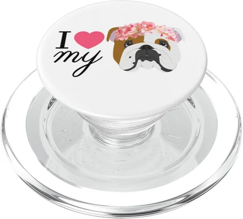Vista 7 de I Love My Bulldog Inglés popsocket agarre y soporte para teléfonos y tabletas, Negro
