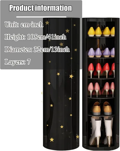 Vista 2 de Zapatero multifuncional de 360°, armario de almacenamiento para zapatos, zapatero giratorio vertical, zapatero para entrada, almacenamiento simple