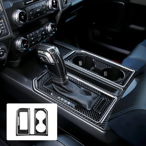 Vista 11 de 3 piezas de calcomanías de panel de CD de automóvil, marco de control de volumen del aire acondicionado, cubierta de decoración de fibra de carbono