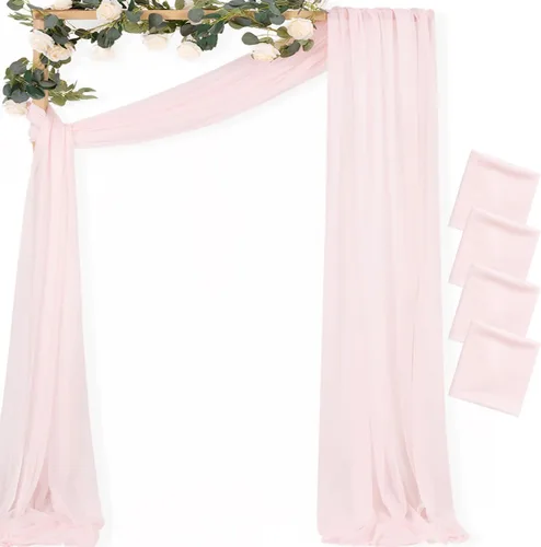 Vista 18 de MLMC 1 panel de tela para arco de boda azul bebé, 29 x 20 pies, cortinas de gasa extralargas transparentes de 6.6 yardas, paneles de cortinas