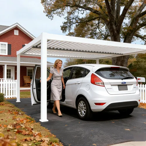 Vista 17 de Kozyard Pergola con listones para exteriores, 10 x 12 pies, refugio de Resistente a la intemperie, sistema de drenaje, techo con listones Blanco