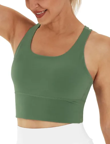 Vista 3 de Heathyoga High Impact Sports Bras for Women High Support Padded Sports Bra Longline Workout Bras for Women Strappy Yoga Bra