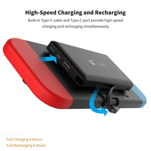 Vista 5 de Portable Power Bank Compatible for Nintendo Switch, 10000mAh 5V3A Flash Rechargeable Extended Battery Backup Charger Case for Smartphone and Switch