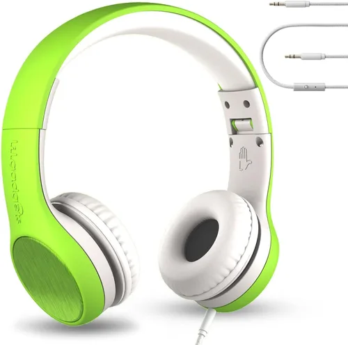 Vista 12 de LILGADGETS Conexión+ estilo prémium volumen limitado con SharePort - Audífonos con cable para niños