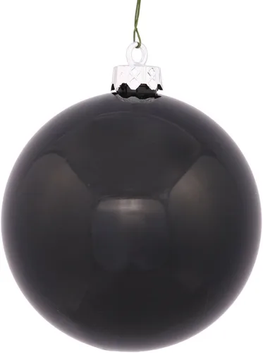 Vista 26 de Vickerman Adorno de bola de Navidad inastillable con acabado de lentejuelas con tapa perforada, 6 por bolsa, 4 pulgadas, color negro