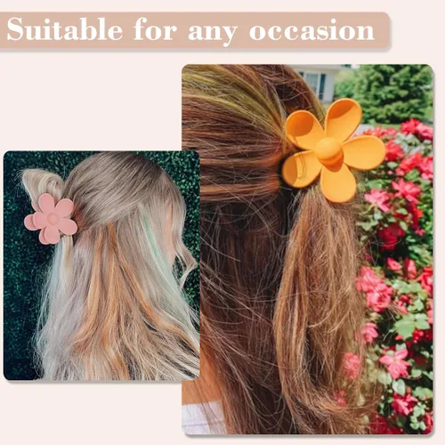 Vista 9 de Pinzas para el cabello de flores para mujer, 9 pinzas mate con agarre fuerte para cabello grueso y fino, antideslizantes, 9 estilos