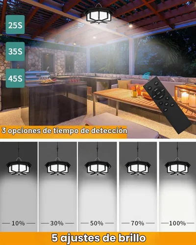 Vista 4 de AEQ Luz Solar para Cobertizo Interior Exterior 288LED Iluminación 360° Luces Solares que Funcionan de Día con Control Remoto, Luces Solares