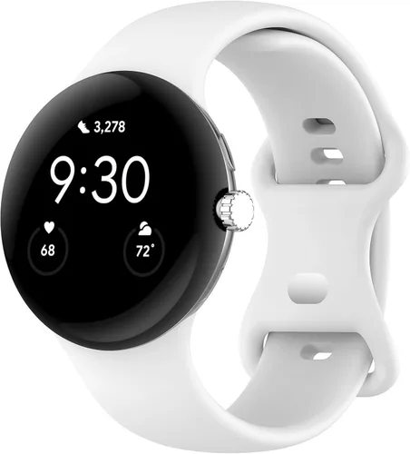 Vista 31 de Correa Compatible con Google Pixel Watch 1/2/3/4 (41mm), Pulsera de Reemplazo de Silicona Suave Deportiva para Google Pixel Watch 41mm Blanco