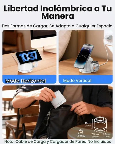 Vista 5 de Gitryin Soporte de cargador inalámbrico 3 en 1, 15 W, MagSafe
