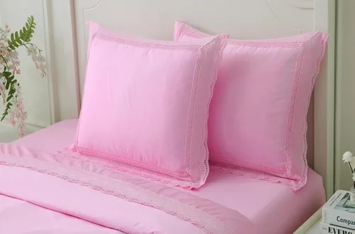Vista 10 de Fundas de almohada de encaje rosa, fundas estándar de algodón, fundas de almohada Shabby Chic para cama, princesa francesa de campo, 2 unidades, 20