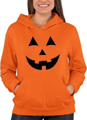 Vista 5 de Go All Out Jack O Lantern Pumpkin Face Halloween Divertida sudadera con capucha para hombre y mujer Naranja