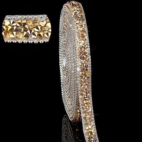 Vista 20 de Hicarer 3 yardas de cintas de diamantes de imitación de resina para boda, cinta autoadhesiva de diamantes de cristal, rollo de cinta de resina