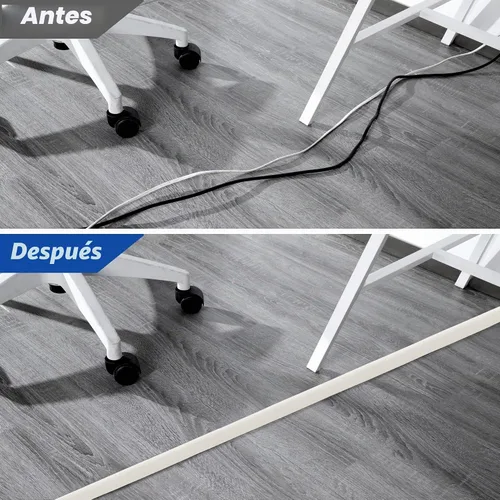 Vista 6 de Cubierta de cable de 4 pies, cubierta de cable beige para el suelo, cubierta de cable de extensión para cable de alimentación, organizador de cables