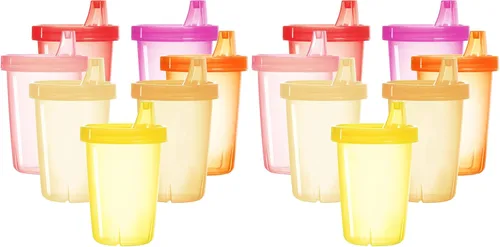 Vista 5 de Youngever Paquete de 7 vasos para bebés y niños pequeños, color rosa