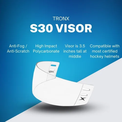 Vista 4 de Casco de Hockey TronX S30 de Corte Recto con Visera Transparente (Antiarañazos/Antiniebla) Certificado CE